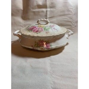 Vintage Crooksville China Company CRO295 Flowered Covered Dish E-M